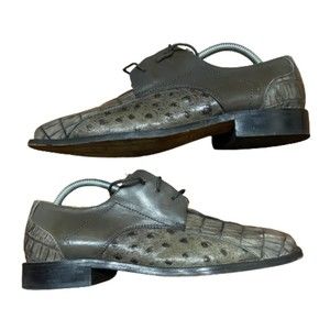 Stacy Adams Genuine Leather Multi Textured Dress Shoes Gray Men's Size 8.5